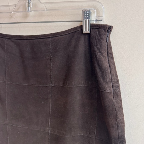 Armani Exchange Brown Square Solid Patchwork Suede A Line Womens Size 8 Skirt - Picture 4 of 13
